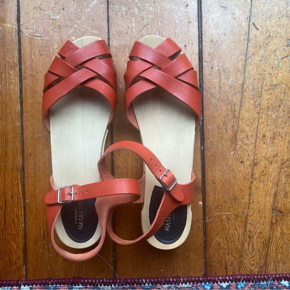 Swedish Hasbeens Red Leather Sandals Size 41 - Picture 8 of 9